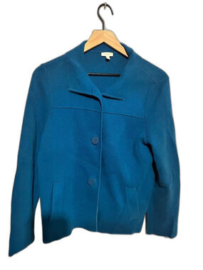 Talbots Blue Knit Blazer Size Large Petite